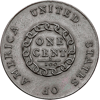 1793 S-2 R4+ Chain AMERICA. PCGS graded AU-53. CAC Approved.