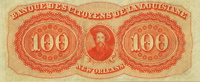 New Orleans, LA- Citizens' Bank of Louisiana $100 18__ G48a featuring Christopher Columbus. Image: Heritage Auctions