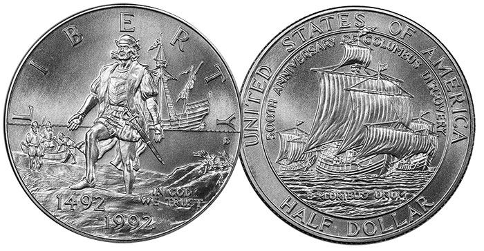 1992 Christopher Columbus half dollar. Image: PCGS.