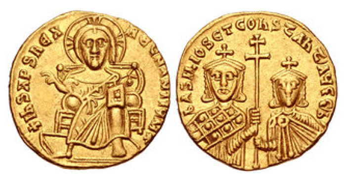 Basil I the Macedonian, with Constantine. 867-86. AV Solidus