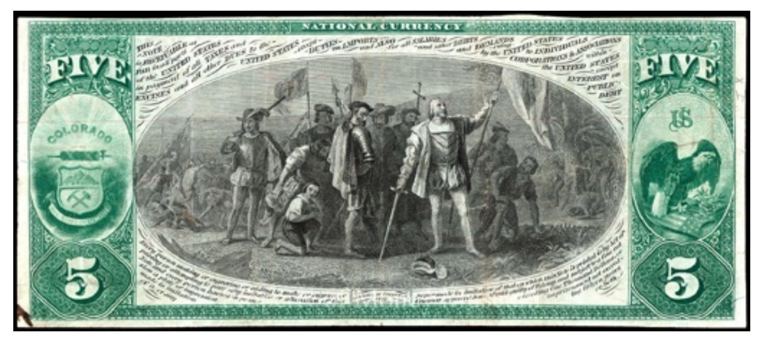 $5, National Bank note, Original Series and Series 1875, back American Numismatic Association (ANA) Money Museum