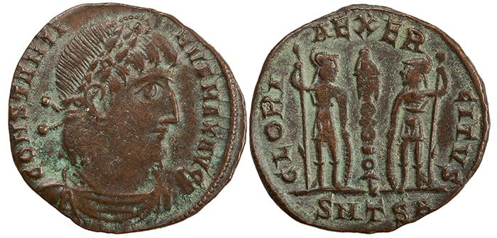 A coin of Constantine I from the mint at Thessalonica