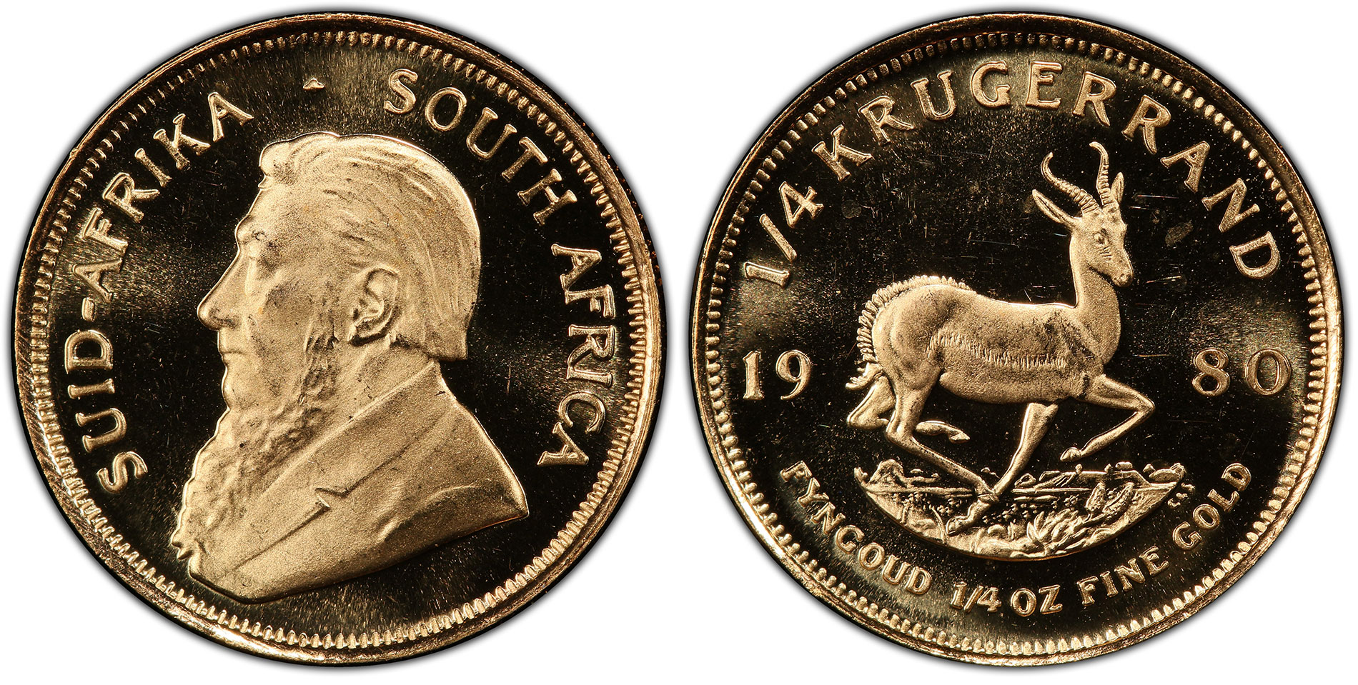South Africa 1980 ¼ Krugerrand Proof PCGS PR67DCAM