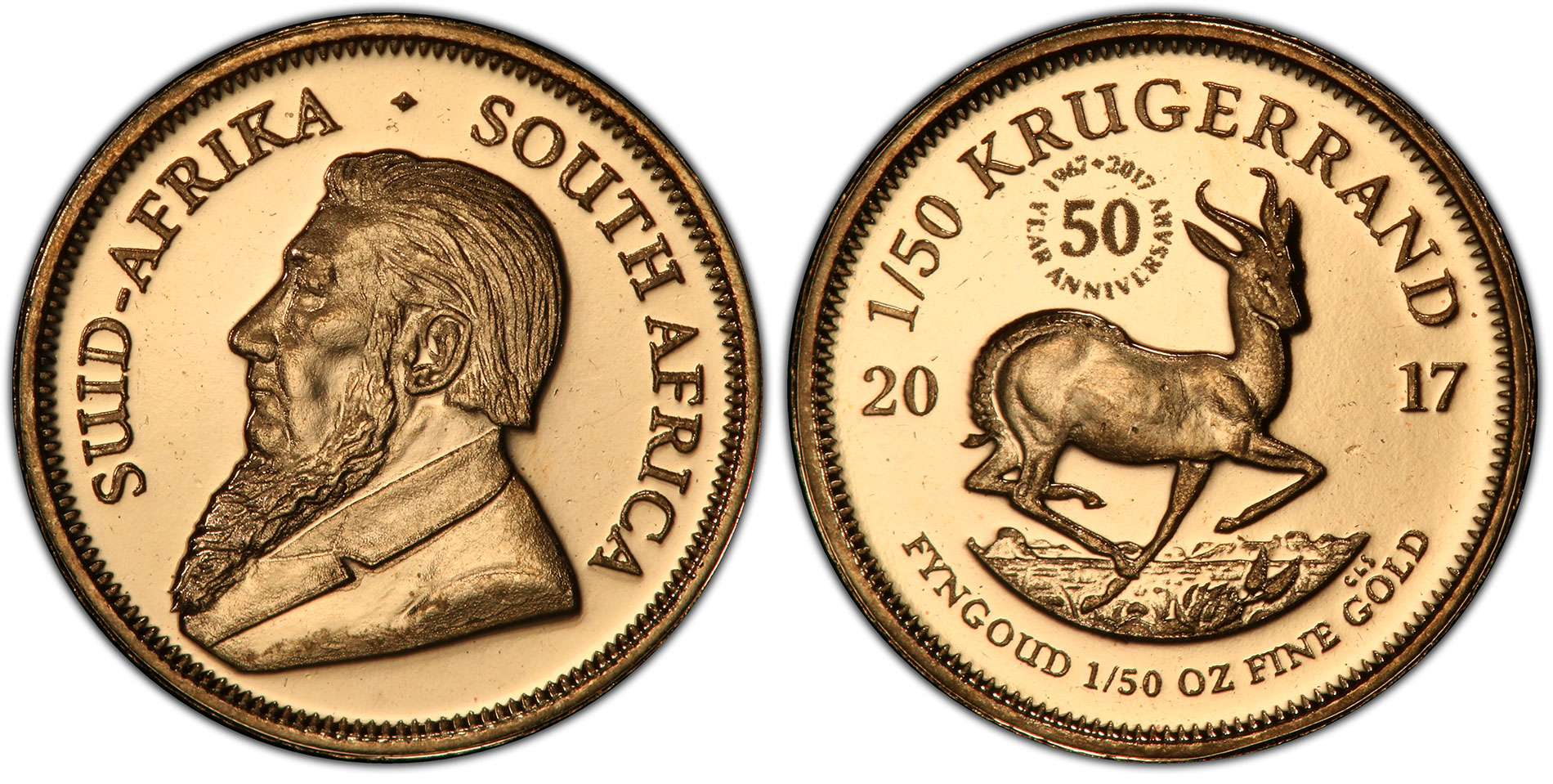 South Africa 2017 1/50 Krugerrand 50th Anniversary PCGS PR69DCAM