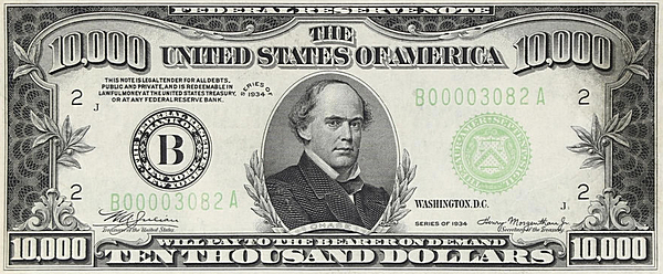 High Denomination Banknotes - Fr. 2231-B. 1934 Light Green Seal $10,000 Federal Reserve Note. New York. PCGS Banknote Choice Uncirculated 64.