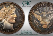 CAC Coins Bring Premiums in December Stack’s Bowers auctioned a CACG certified Proof-67 1913 half dollar