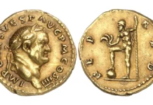No. 173– Vespasian, 69-79. Aureus. From MMAG, Basel, probably from the find of Bosco Reale. Extremely fine. Estimate: 5,000 euros.
