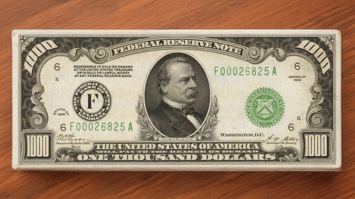 Gem Uncirculated Series 1928 $1000 Federal Reserve Note. Image: Stack's Bowers/CoinWeek.