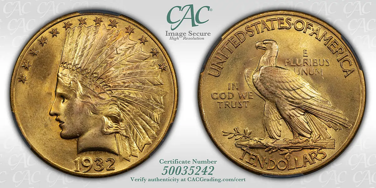 1932 $10 MS65 CACG..