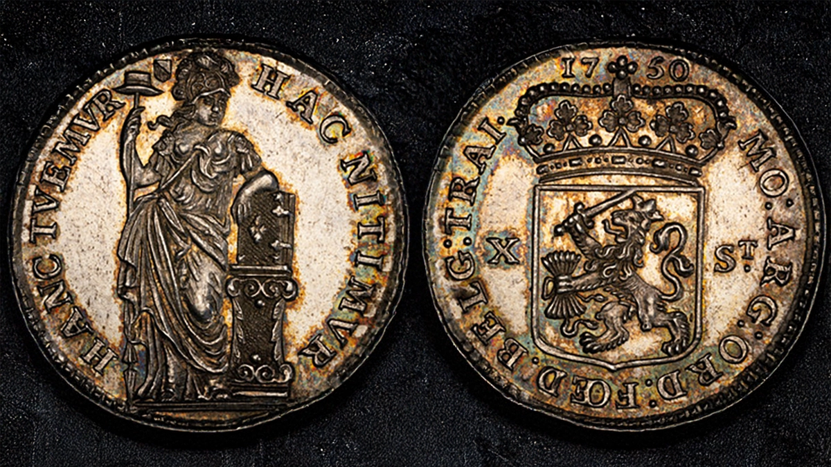 NETHERLANDS. Utrecht. 1750 AR 10 Stuivers, 1/2 Gulden. Image: Atlas Numismatics / CoinWeek.