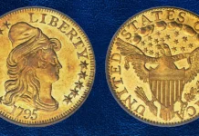 1795 $5 Large Eagle, BD-13, High R.8, MS62 PCGS