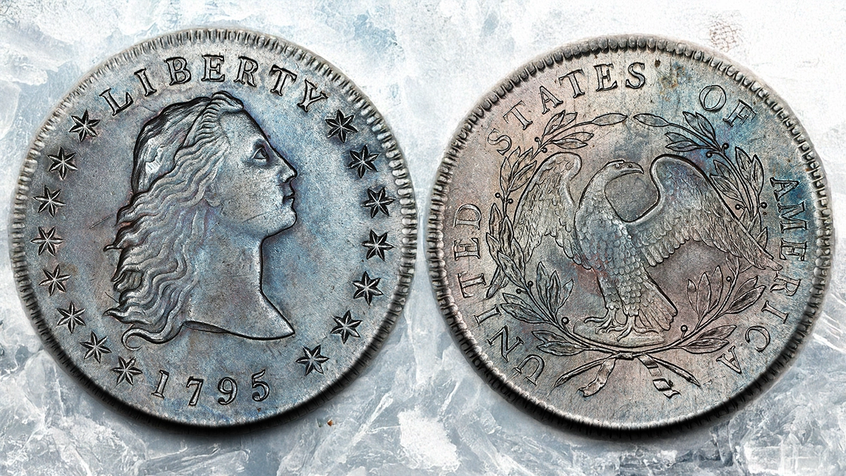 A beautifully toned 1795 Flowing Hair Silver Dollar graded PCGS MS-64 (CMQ) from B. Max Mehl’s 1948 auction of the C.A. Allenburger Collection. Image: Stack's Bowers / CoinWeek.