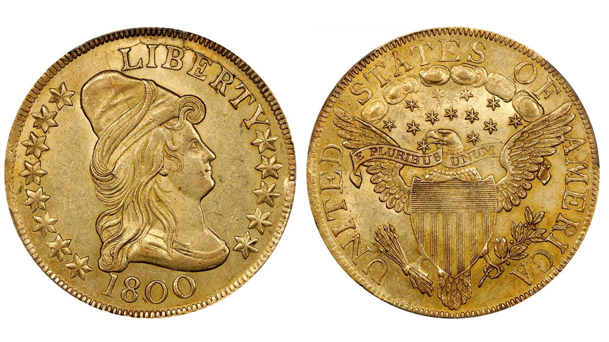 1800 Capped Bust Eagle graded PCGS MS61. Image: Stack's Bowers. This example sold for $52,800 on March 26, 2024.