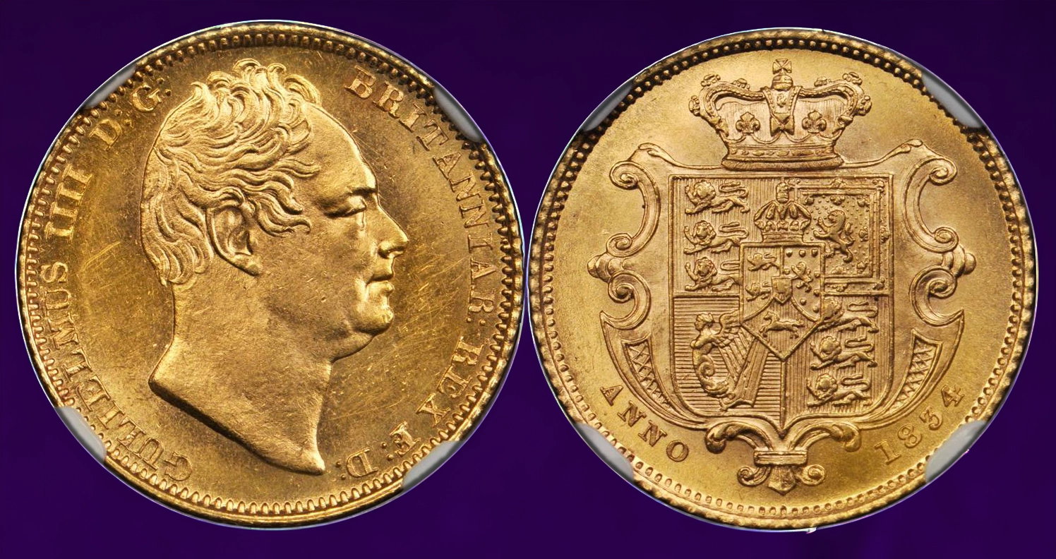 1834 William IV Half Sovereign. Image: Stack's Bowers/CoinWeek.