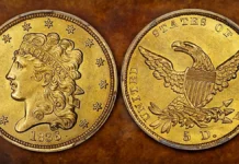 1836 Classic Head Quarter Eagle, HM-6. Image: Stack's Bowers.