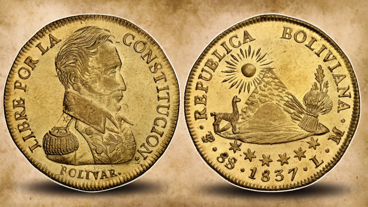 Lustrous Bolivia 8 Scudos. Image: Atlas Numismatics.
