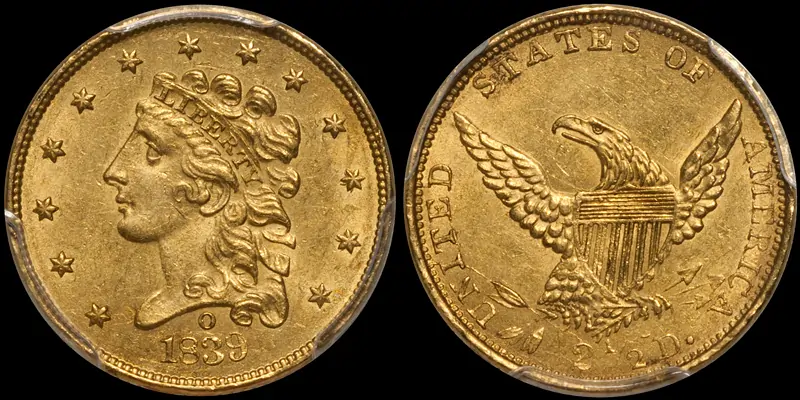 1839-O $2.50 PCGS MS62. Images courtesy Doug Winter