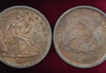 Gem Hansen Collection Seated Liberty Half Dollars at DLRC 1839 Liberty Seated Dollar. Image: DLRC/CoinWeek.