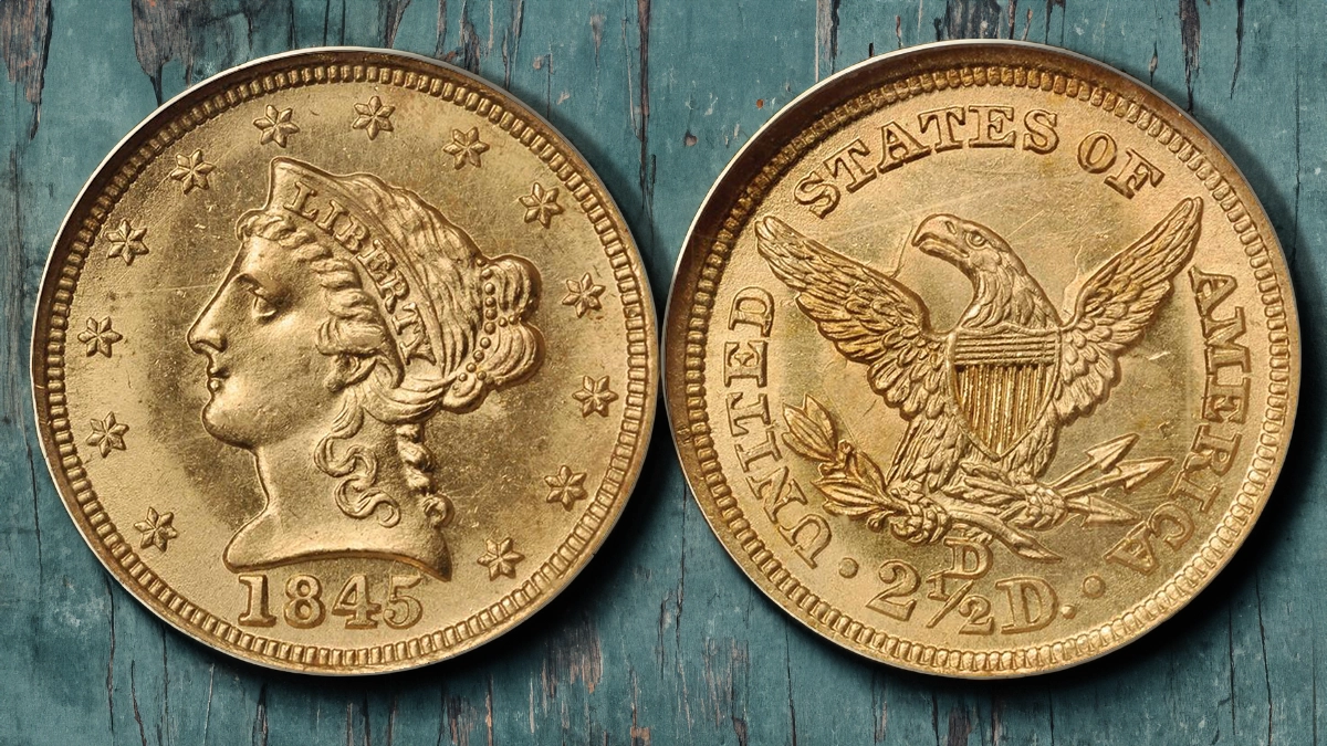 1845-D Liberty Head Quarter Eagle. Image: Stack's Bowers / CoinWeek.