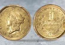 1849-C Gold Dollar, Open Wreath. Image: Heritage Auctions/CoinWeek.