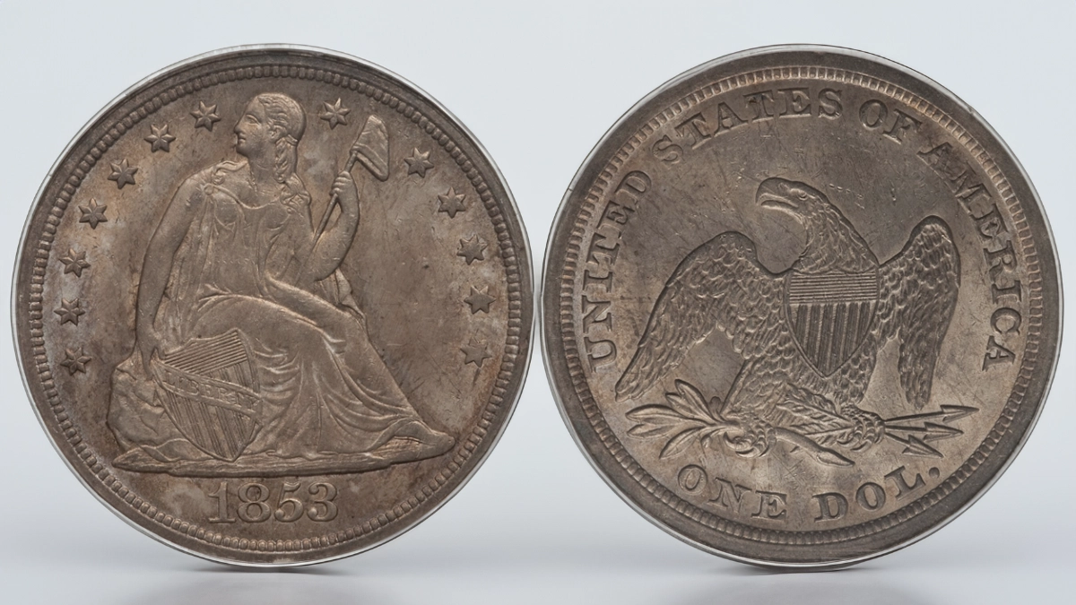1853 Liberty Seated Dollar. Ex: Louis E. Eliasberg, Sr. Image: Heritage Auctions / CoinWeek.