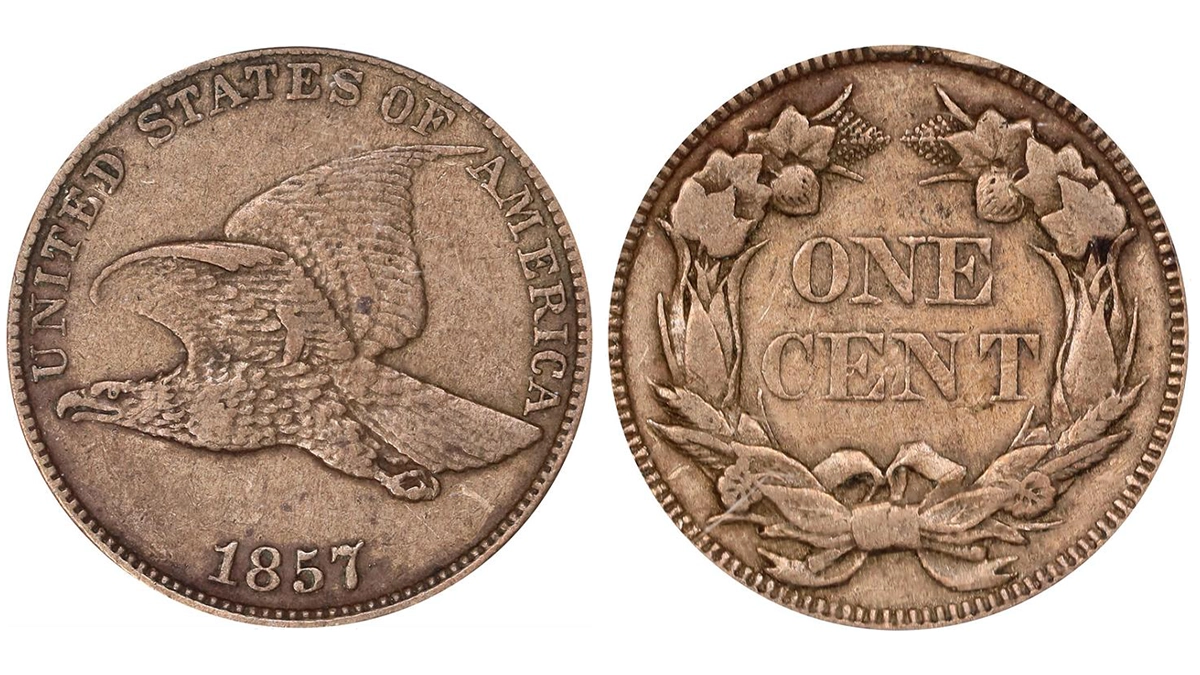 1857 Flying Eagle Cent graded PCGS EF40. Image: Stack's Bowers. This example sold for $168 on April 24, 2024.
