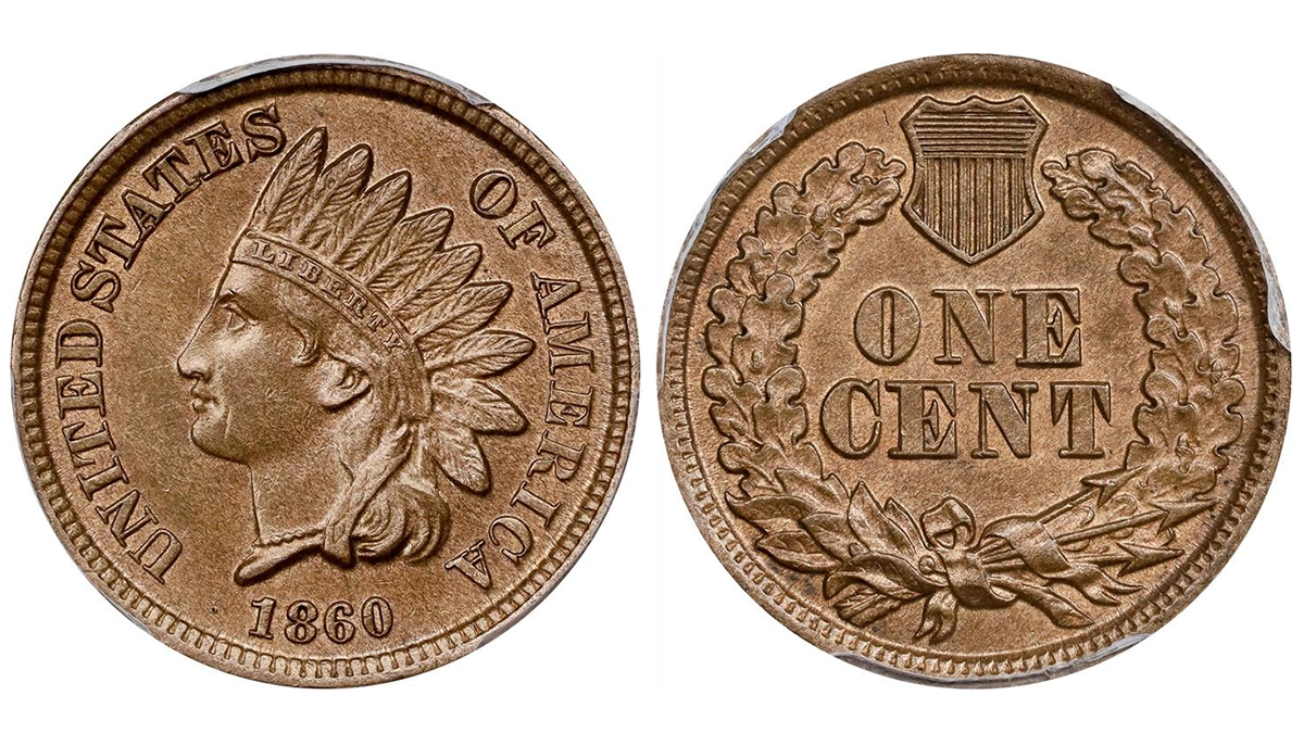 1860 Indian Head Cent graded PCGS MS62. Image: Stack's Bowers. This example sold for $288 on April 24, 2024.