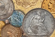 A collage of 1861 United States coins.