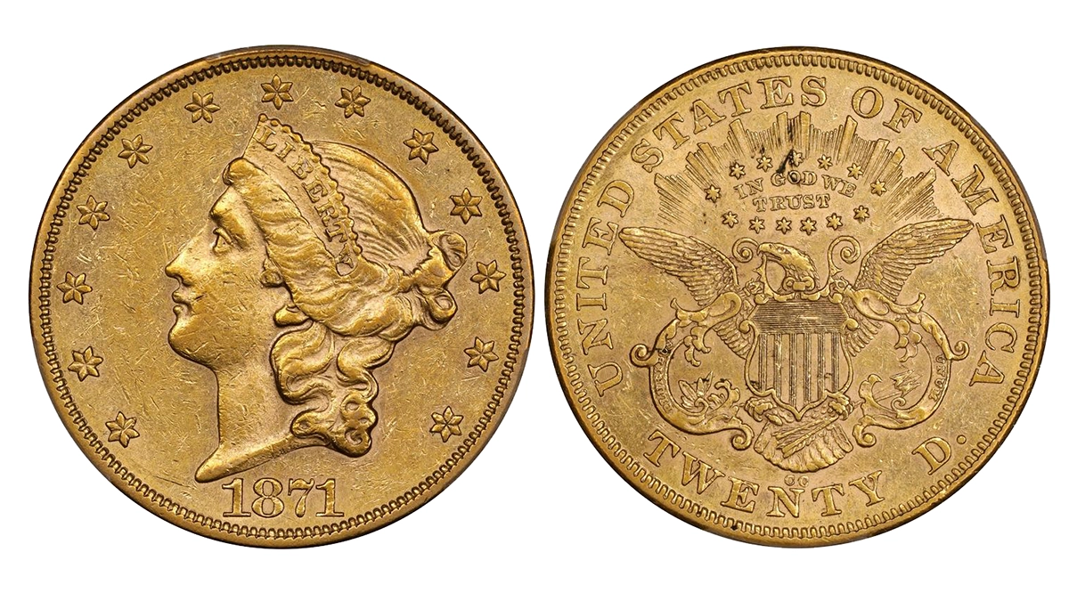 1871-CC Liberty Head Double Eagle graded AU-55. Image: Stack's Bowers.