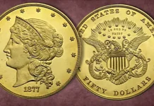 1877 Gold Half Union pattern. Image: Smithsonian Institution / CoinWeek.