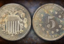 Shield Nickel, No Rays (1867-1883) | CoinWeek 1883 Shield Nickel Proof. Image: DLRC/CoinWeek.