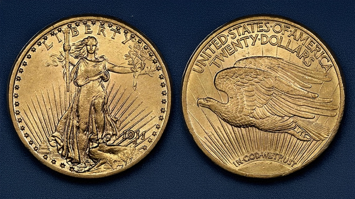 This is an image of a 1911 Saint-Gaudens Double Eagle.