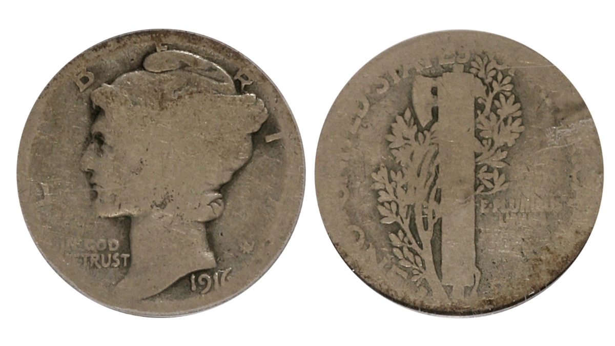 1916-D Mercury Dime graded PCGS FR-2. Image: Heritage Auctions. This example sold for $517.50 on July 1, 2008.