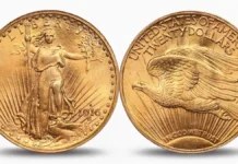 1916-S Saint-Gaudens Double Eagle. Image: Stack's Bowers / CoinWeek.