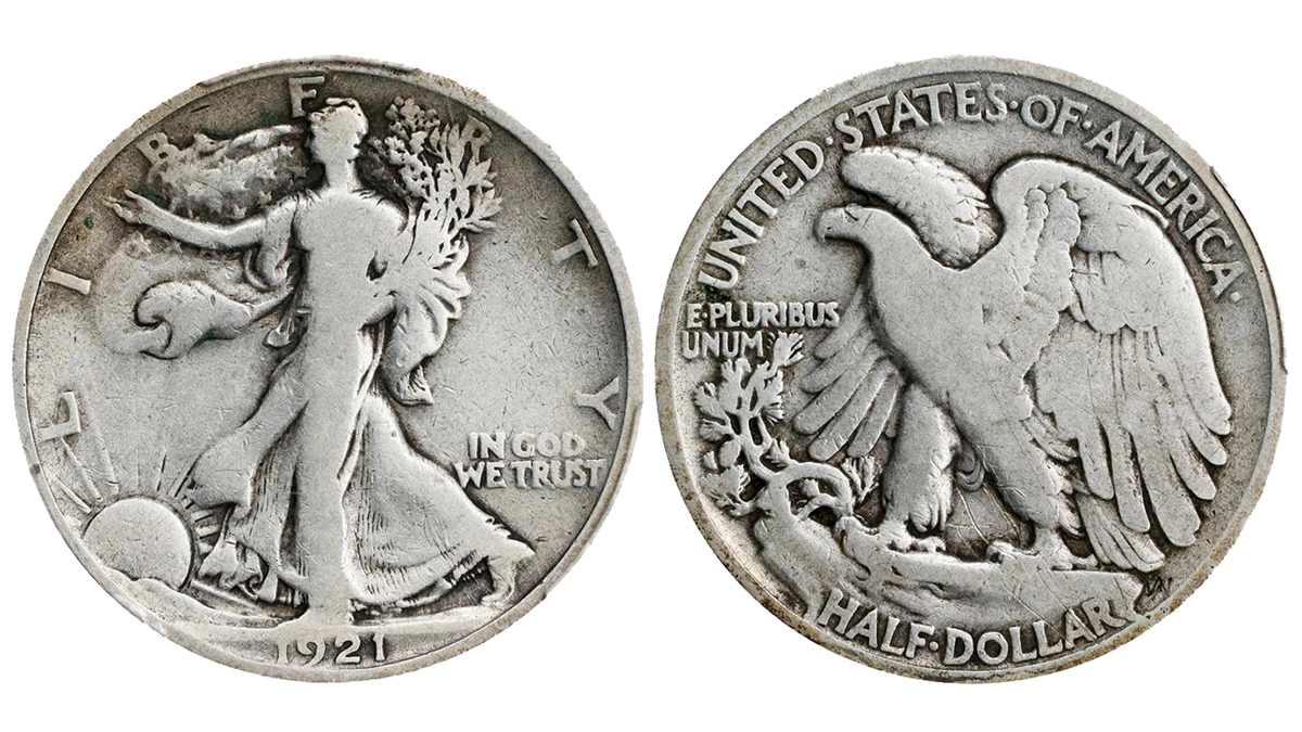 1921 Walking Liberty Half Dollar graded PCGS Good-6 Good-4. Image: Stack's Bowers. This example sold for $125 on March 6, 2024.