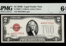 1928E $2 Legal Tender Star Note. PMG Choice Uncirculated 64 EPQ.