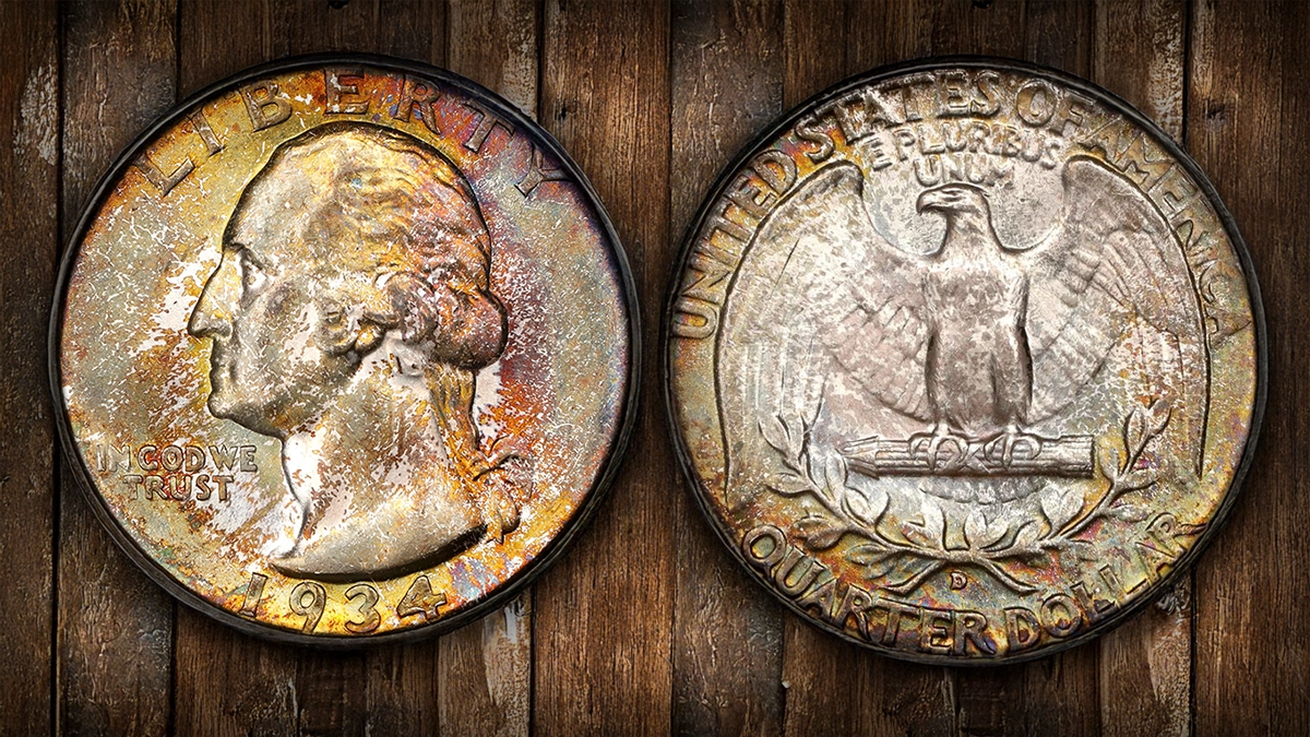 1934-D Washington Quarter. Heavy Motto. Image: Stack's Bowers / CoinWeek.