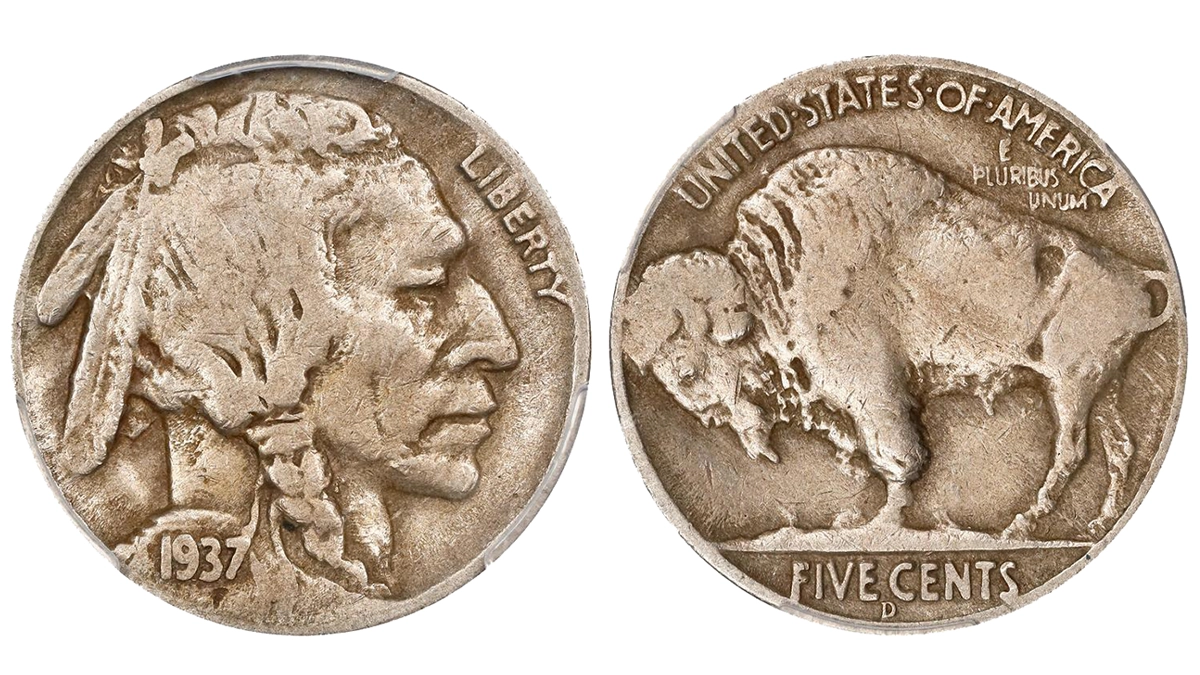 1937-D Buffalo Nickel graded PCGS Very Fine-20. This example sold for $840 on April 24, 2024.