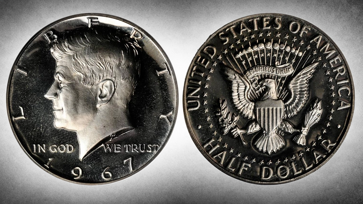 1967 Kennedy Half Dollar Special Mint Set specimen. Image: Stack's Bowers/CoinWeek.