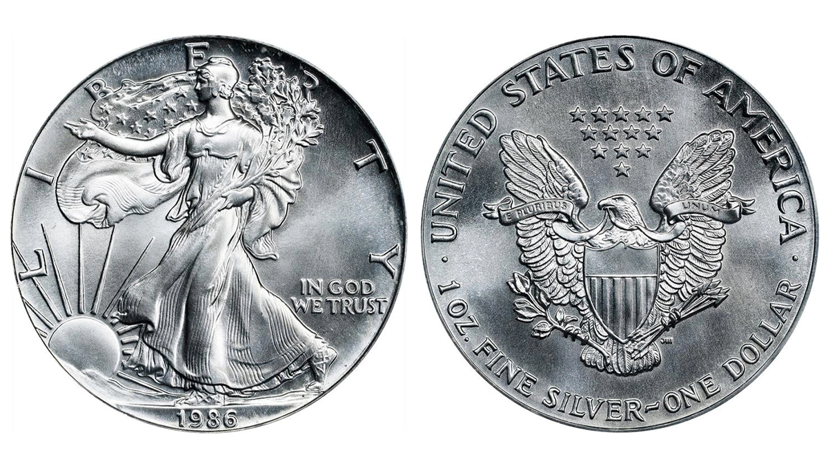 1986 American Silver Eagle graded PCGS MS69. Image: Stack's Bowers. This example sold for $216 on January 10, 2024.