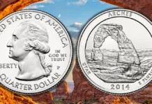 America the Beautiful Quarters, 2010-2021 | CoinWeek This is an image of a 2014-P Arches America the Beautiful Quarter.