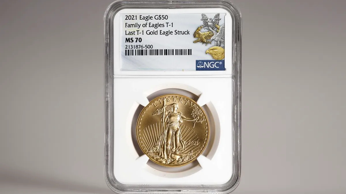 The last Type 1 American Gold Eagle struck. This example sold in 2022 for $77,500. Image: Stack's Bowers / CoinWeek.