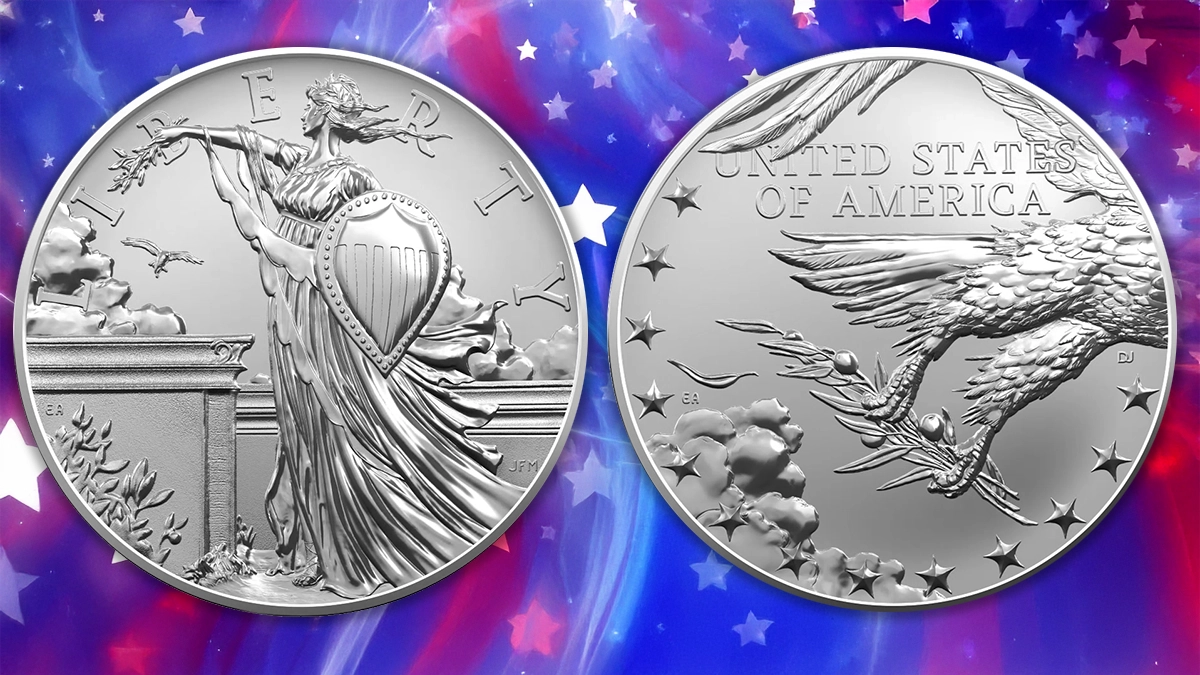 Silver Medal inspired by Herman Atkins MacNeil's Standing Liberty Quarter. Image: United States / CoinWeek.
