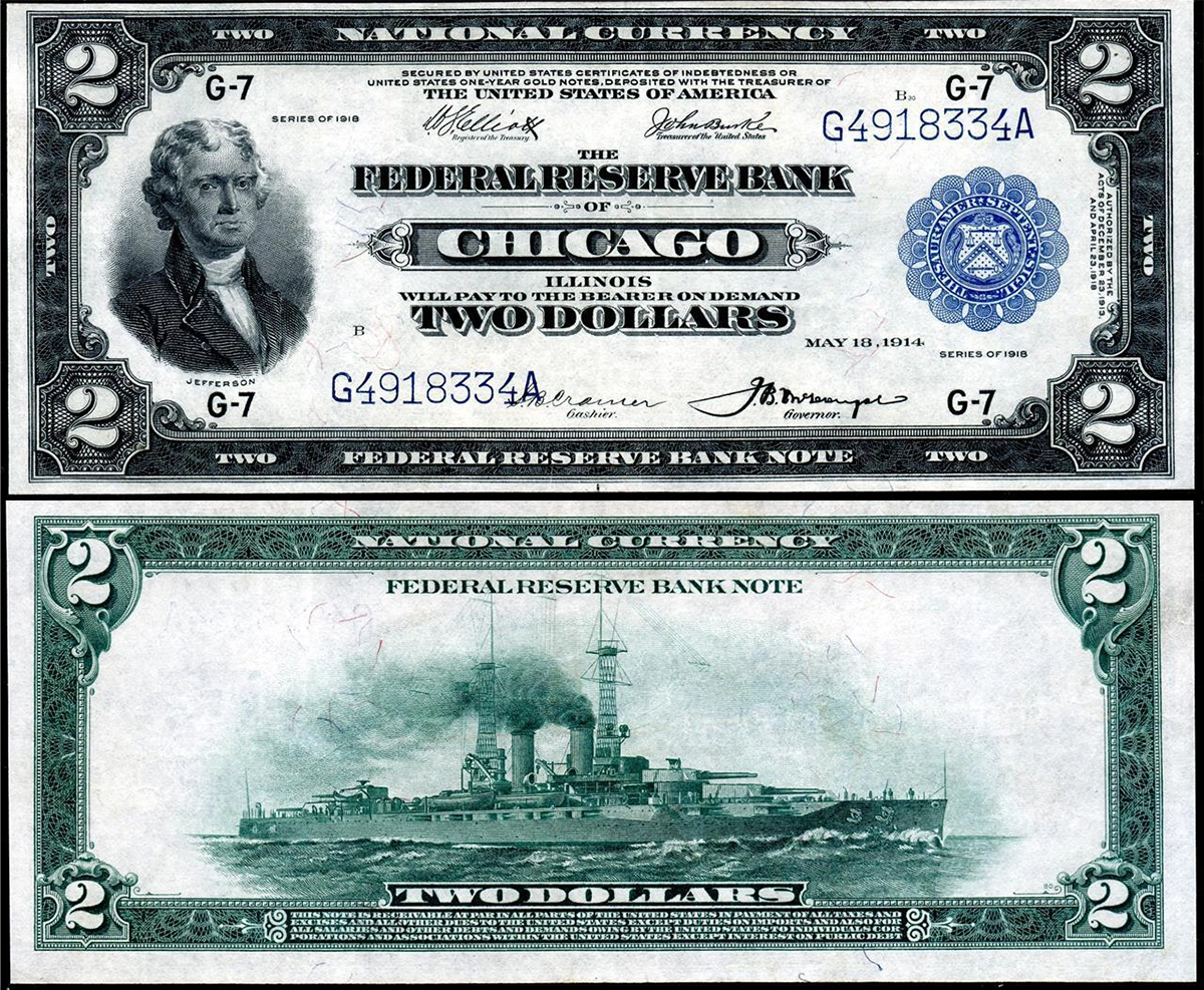 Series 1914 $2 Battleship Note. Image: eBay/High Grade Rarities.