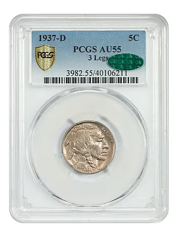 1937-D 5C PCGS/CAC AU55 (3 Legs)