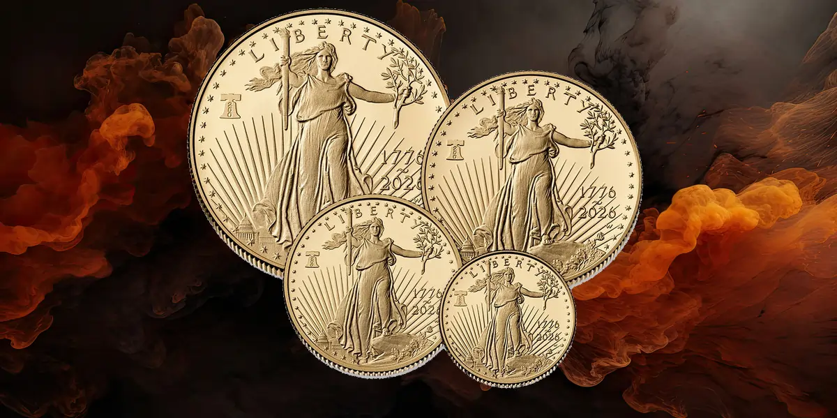 2026-W American Eagle Gold Proof Four-Coin Set with Liberty Bell 250 privy mark celebrating America’s 250th anniversary.