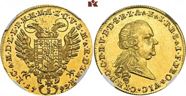 Bavaria 1792 3 ducats graded NGC MS63.