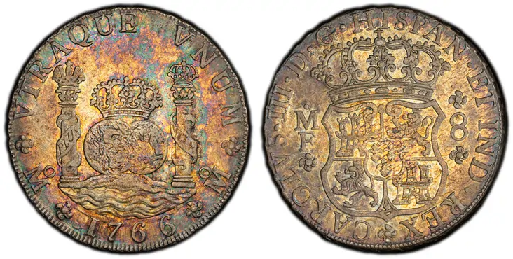 MEXICO. Charles III. 1766-Mo MF AR 8 Reales. PCGS AU53
