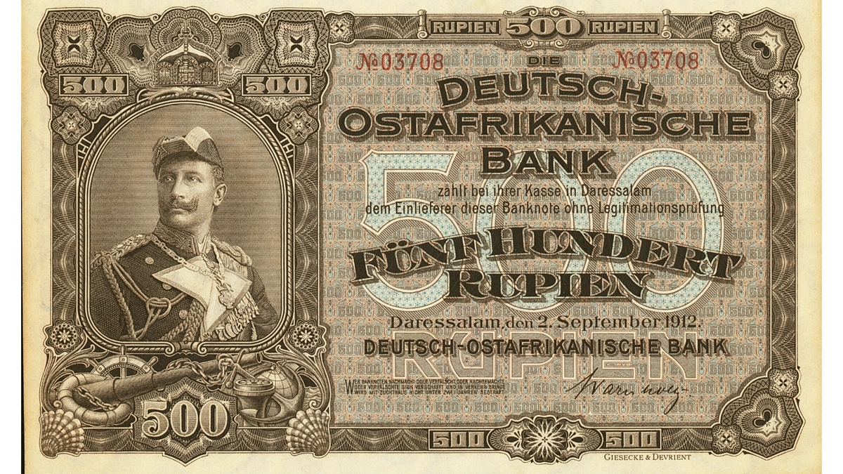 German East African 500 Rupien Note. Image: Heritage Auctions.