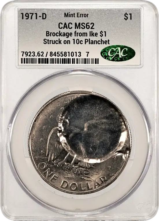 CAC Certified Unique Eisenhower Brockage w 10C Planchet